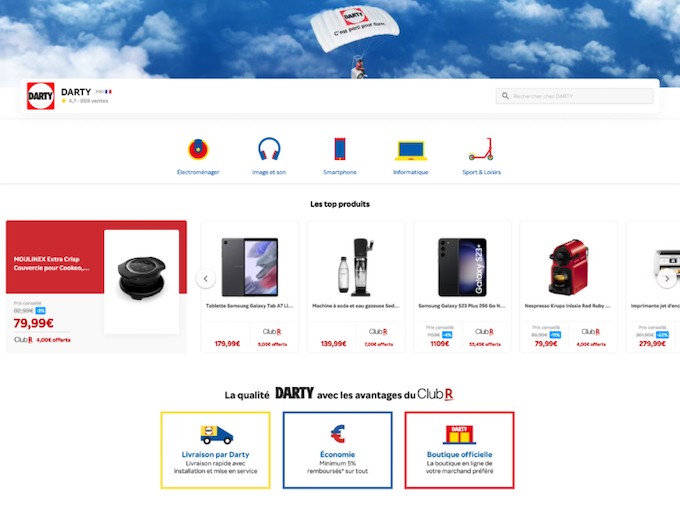 Darty ouvre sa boutique en ligne sur le site de Rakuten